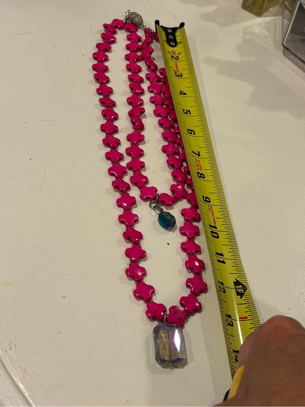 Katia Designs Bright Pink Beaded Pendant Necklace - Women Jewelry - Picture 3 of 3